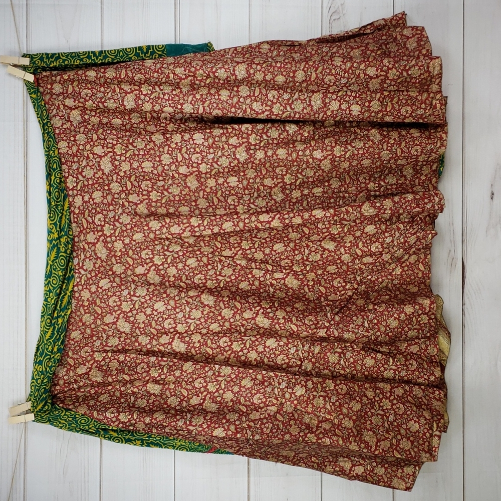 Darn Good Yarn Sari Silk Wrap Skirt Ankle Goddess - Picture 4 of 16